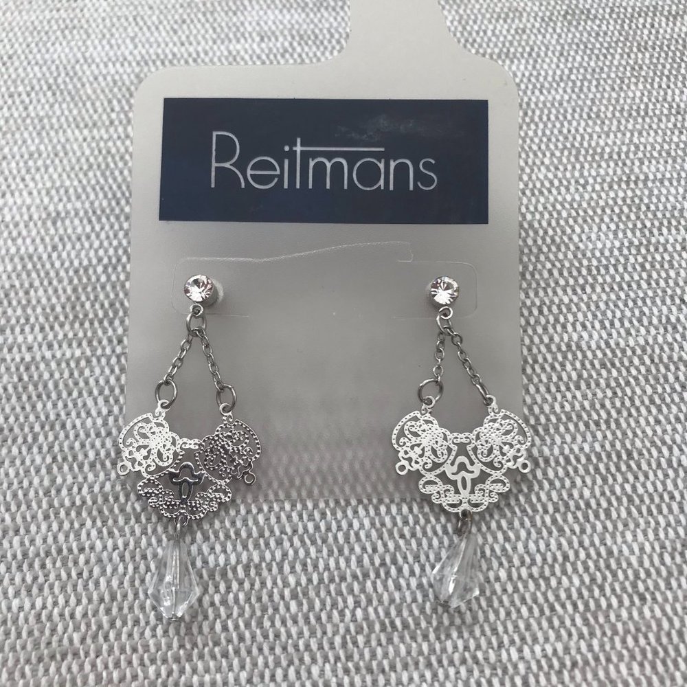 3/$25 Reitman's Dangle Earrings, crystal, NWT